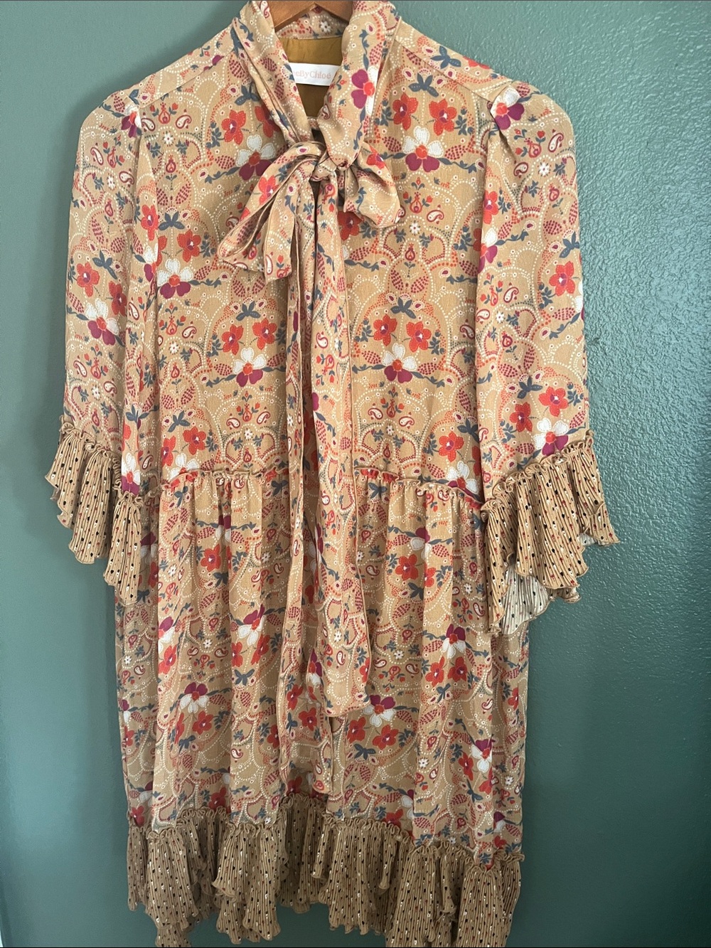 See by Chloe Russian Folk Print Midi Dress